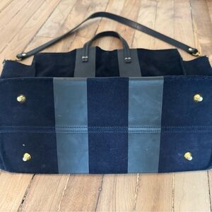 Clare V Black and Navy Suede Simple Tote Bag